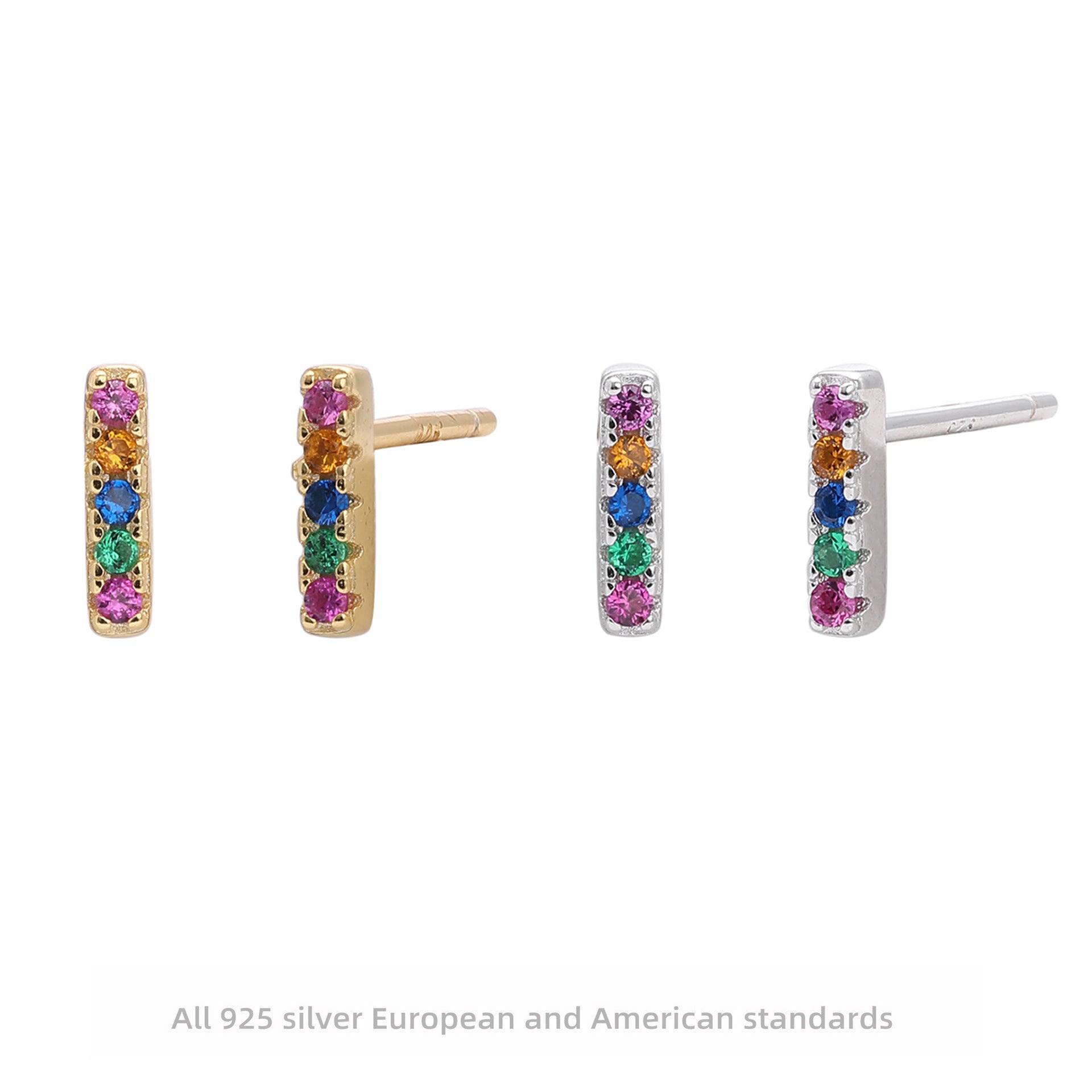 Damen Ohrstecker mit bunten Zirkonsteinen aus hochwertigem 925 Sterling Silber Shop Nory