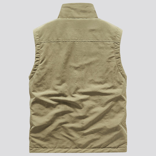 Herren gesteppte Outdoor‑Weste mit Fleece‑Innenlage, hohem Kragen und Multifunktions‑Klappentaschen Shop Nory