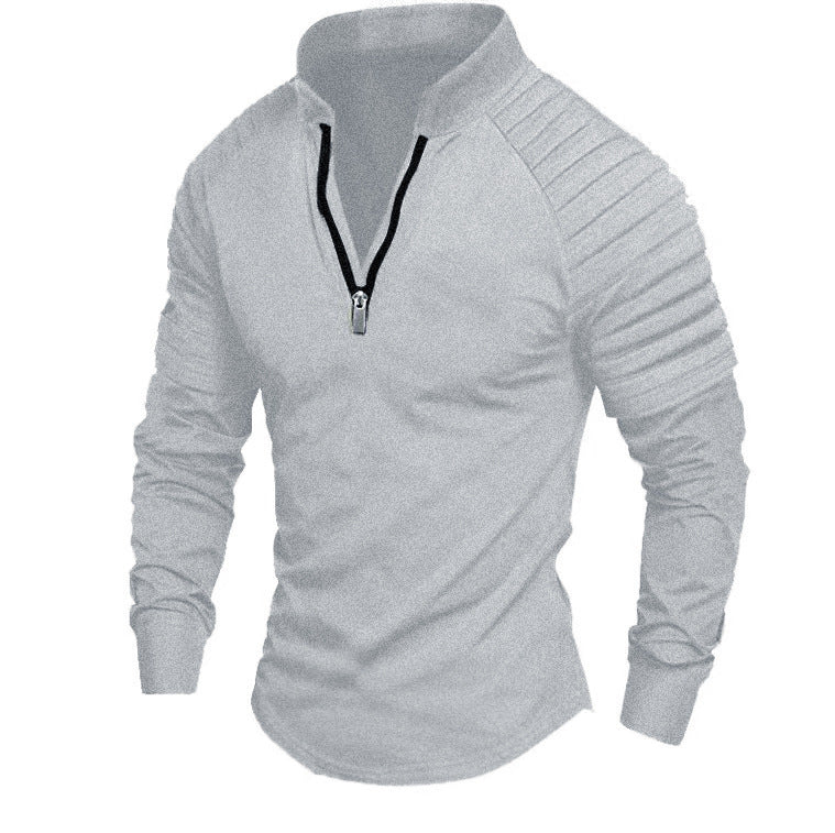 Herren Slim-Fit Troyer mit gesteppter Schulterpasse und halbem Reißverschluss Shop Nory