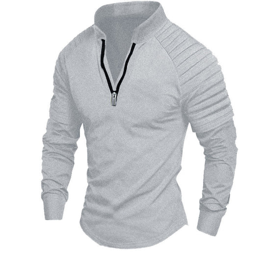 Herren Slim-Fit Troyer mit gesteppter Schulterpasse und halbem Reißverschluss Shop Nory