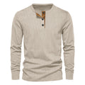 Herren lässiges Langarmshirt mit Knopfleiste und Rippstruktur