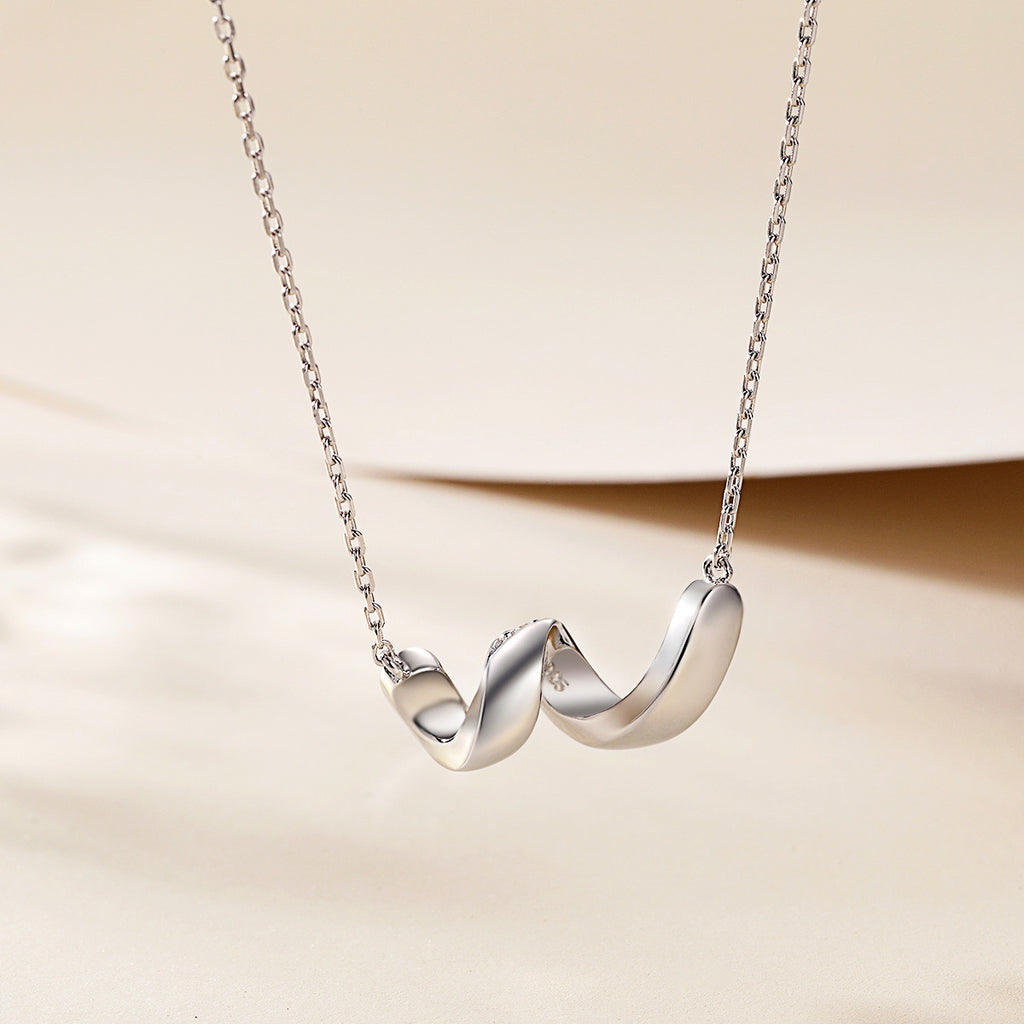 Damen elegante Wellen-Halskette mit Zirkonia-Besatz Shop Nory