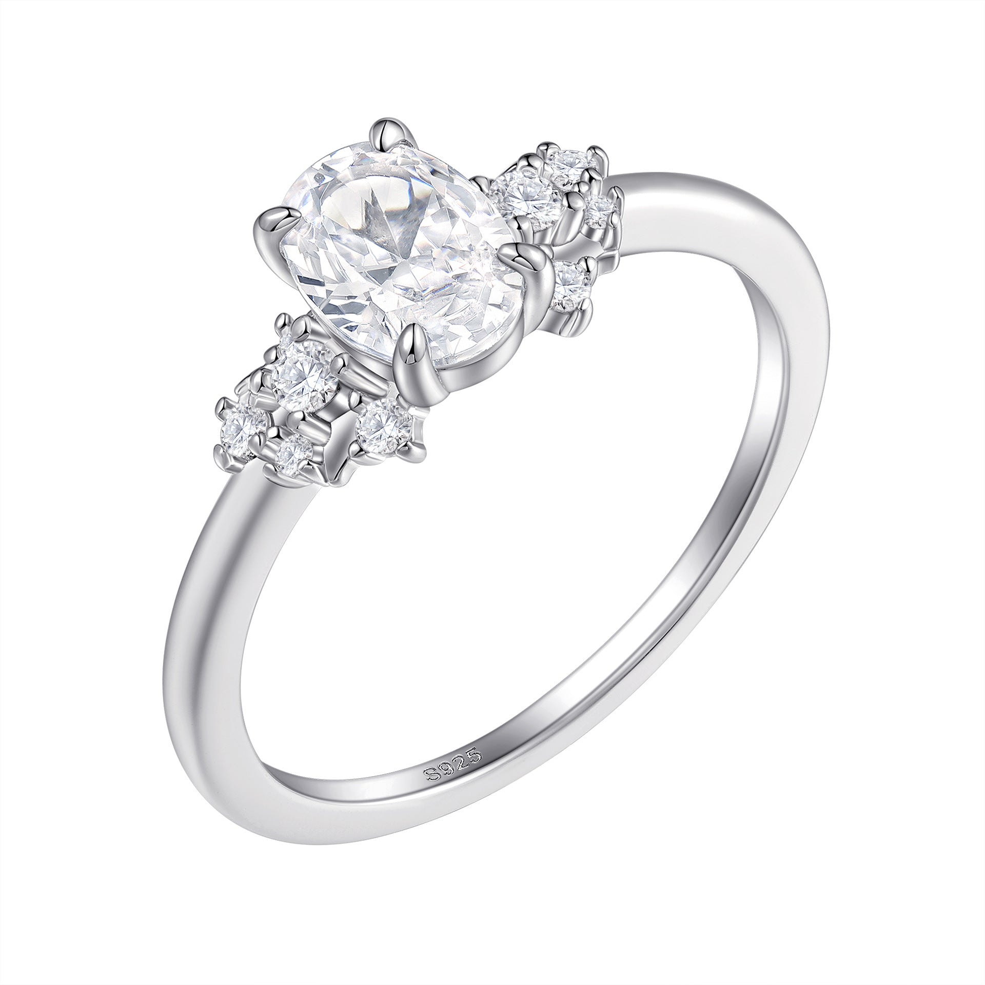 Damen eleganter Verlobungsring mit ovalem Design und funkelnden Zirkonia Shop Nory