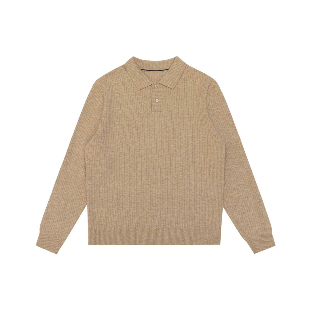 Unisex Gerippter Polokragen-Pullover aus Feinstrick mit Knopfleiste Shop Nory