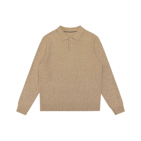 Unisex Gerippter Polokragen-Pullover aus Feinstrick mit Knopfleiste Shop Nory