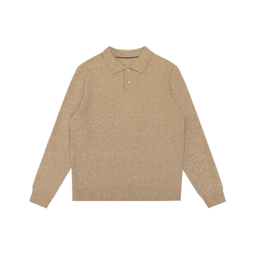 Unisex Gerippter Polokragen-Pullover aus Feinstrick mit Knopfleiste Shop Nory