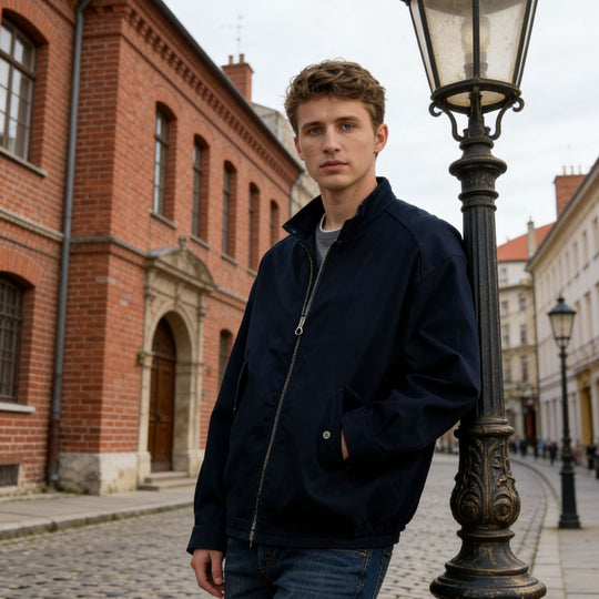 Herren Urbaner Baumwoll-Mix Bomber mit Stehkragen und Zweiwege-Reißverschluss Shop Nory