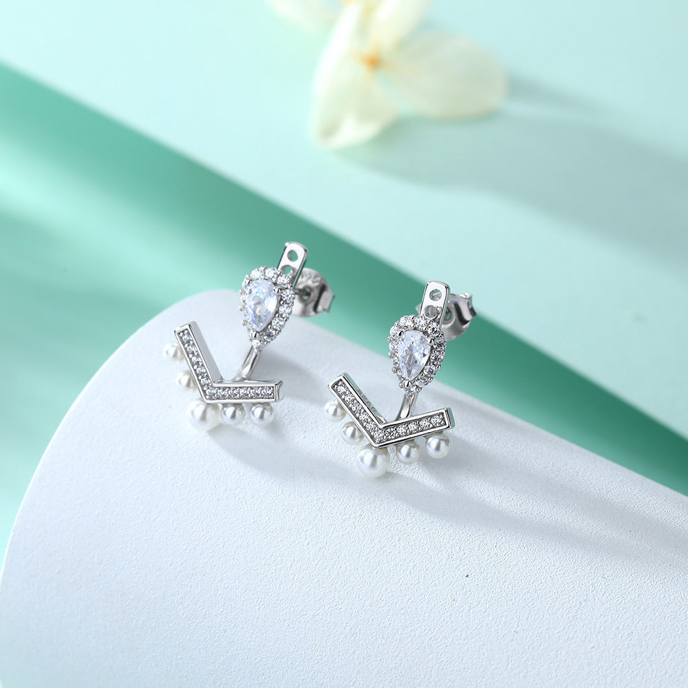 Damen elegante Ohrringe mit tropfenförmigem Design und feinem Perlenbesatz Shop Nory