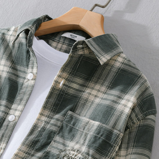 Herren Karo-Relaxed-Überhemd aus leichter Baumwollmischung mit Brusttasche Shop Nory