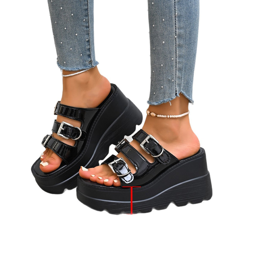Damen Wedge-Pantoletten mit verstellbaren Riemen und bequemem Fußbett Shopnory