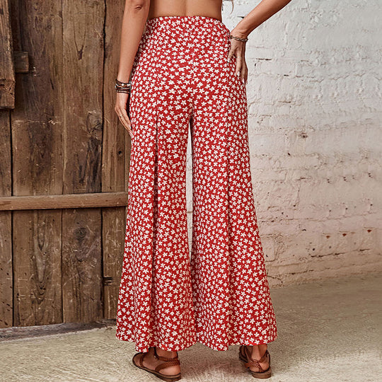 Damen High‑Waist Palazzo‑Hose mit weitem, fließendem Bein und floralem Alloverprint Shop Nory