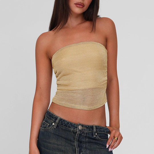 Damen Bandeau-Top aus hochwertigem, elastischem Material mit feiner Struktur