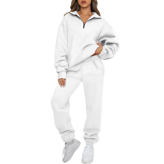 Damen nan Oversize Sweatshirt mit halbem Reißverschluss und Highwaist Jogginghose Set Shop Nory