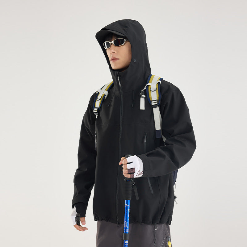 Damen Leichte technische Regenjacke im Oversize-Utility-Schnitt mit verstellbarer Kapuze Shop Nory