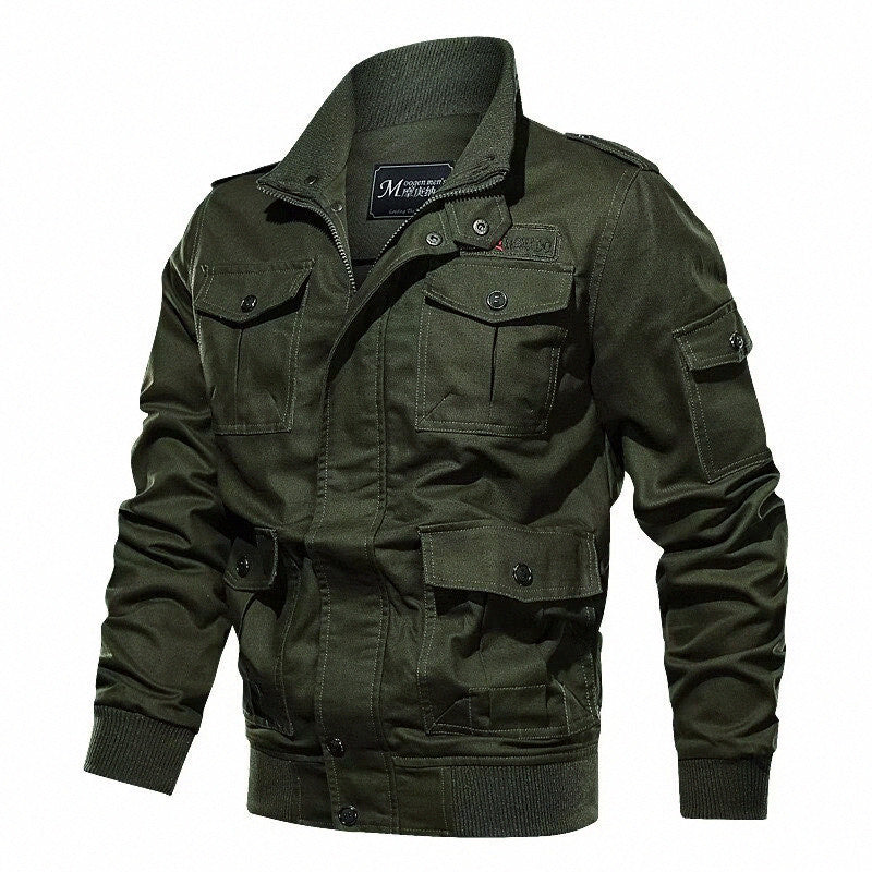 Herren Fieldjacke im Military-Stil mit Mehrfach-Taschen und Strickkragen Shop Nory