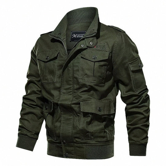 Herren Fieldjacke im Military-Stil mit Mehrfach-Taschen und Strickkragen Shop Nory