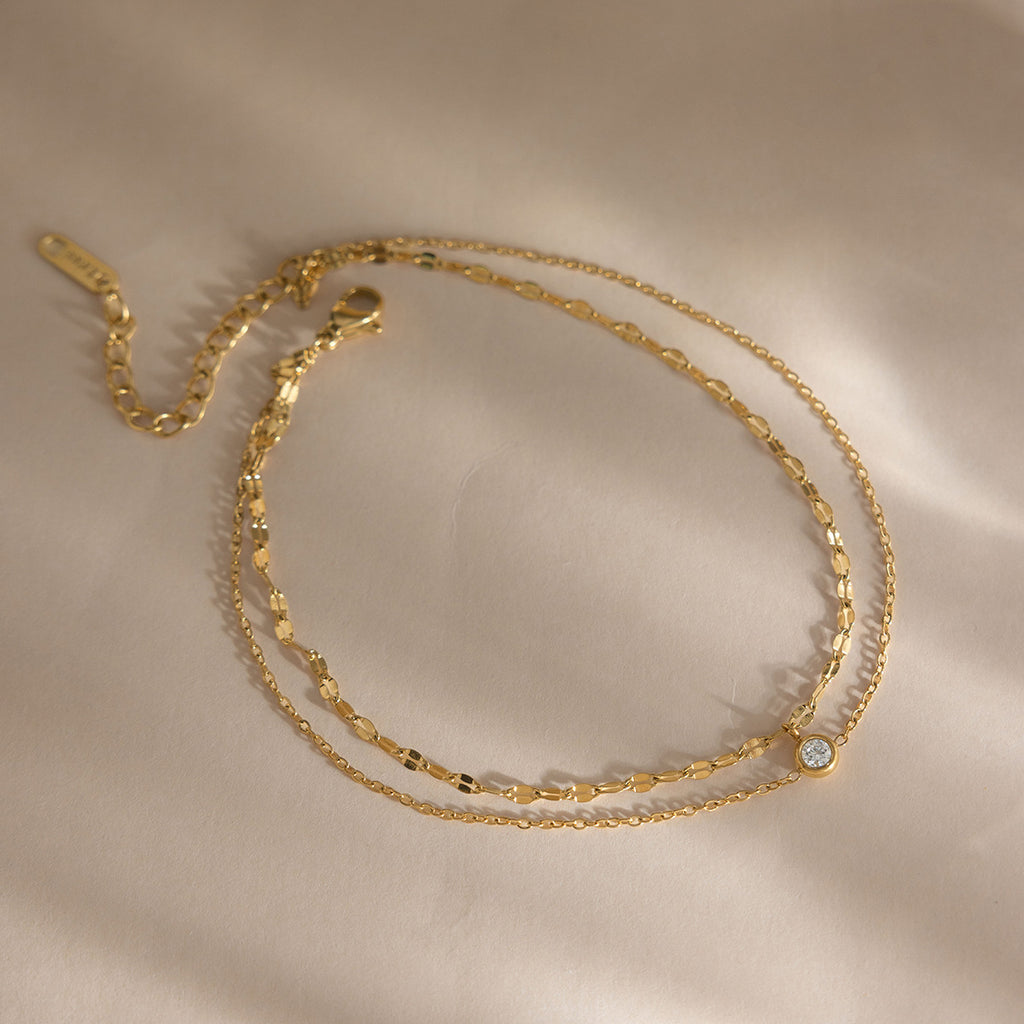 Damen Edelstahl Fusskettchen mit Zirkonia Shop Nory