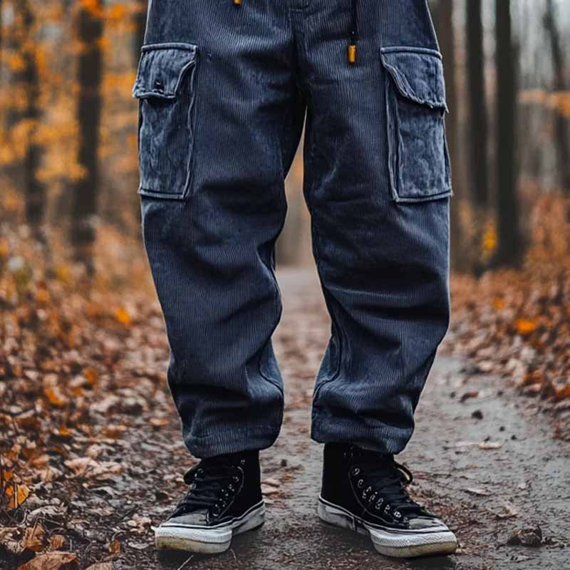 Herren Kord-Cargohose mit Tunnelzug, Bündchen und aufgesetzten Klappentaschen Shop Nory