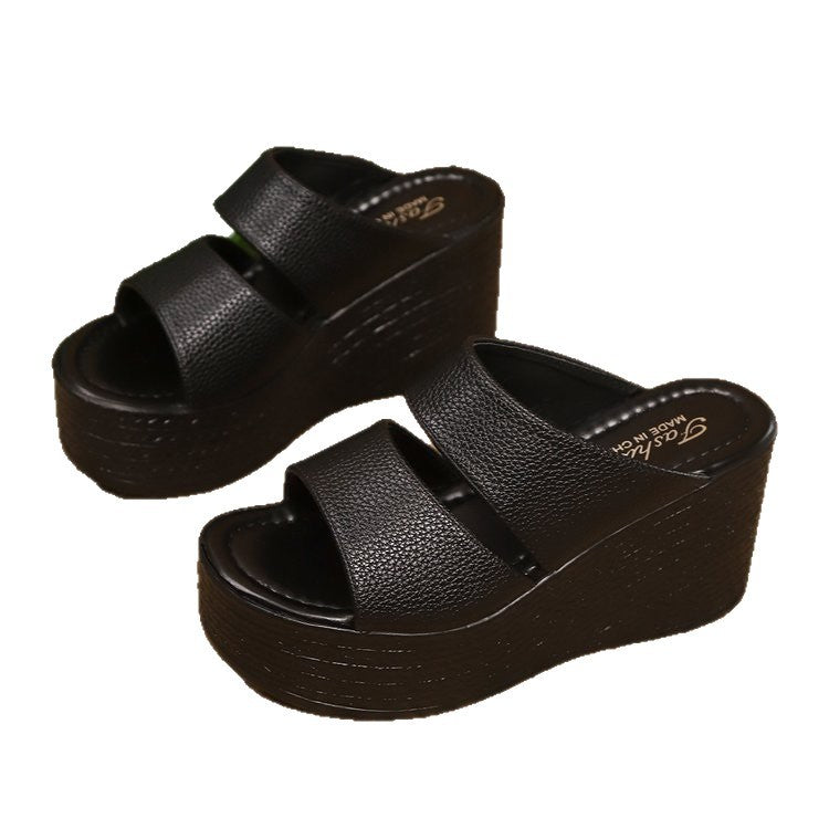 Damen Plateau-Sandalen mit breiten Riemen und rutschfester Sohle Shopnory