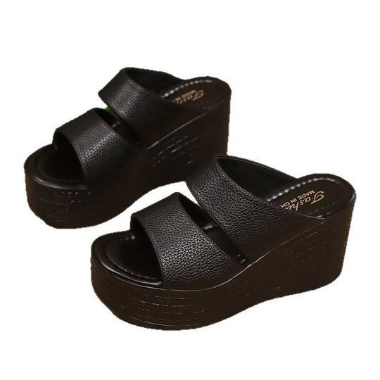Damen Plateau-Sandalen mit breiten Riemen und rutschfester Sohle Shopnory