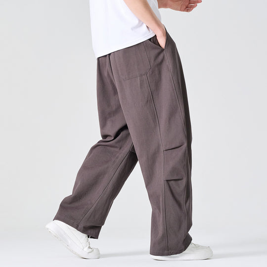 Herren Weite Relaxed-Fit Stoffhose mit Tunnelzug und Bundfalten Shop Nory