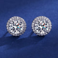 Zirkonia-Ohrstecker Halo-Design Aus Sterling Silber