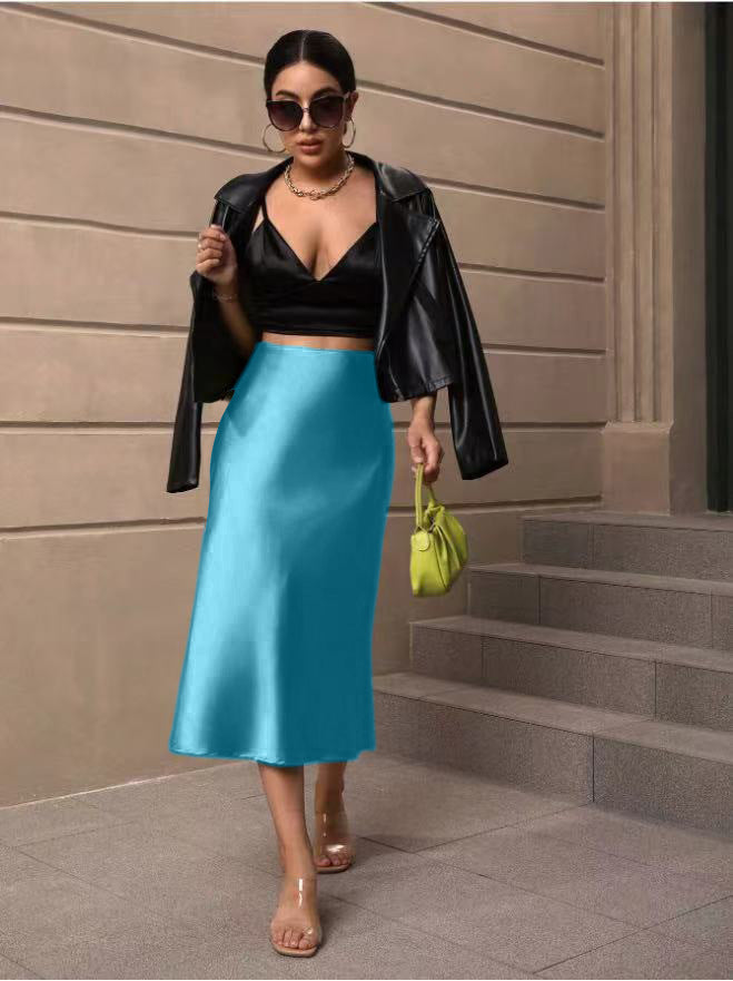 Damen Satin Rock mit schwingendem Saum und elegantem Schnitt