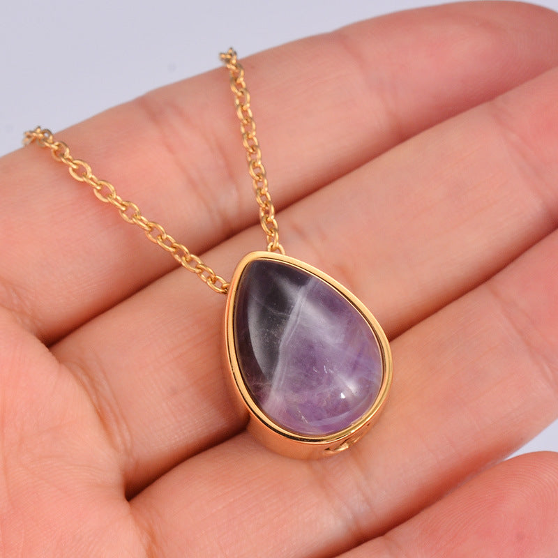 Damen goldene Halskette mit Tropfenanhänger aus hochwertigem Stein Shop Nory