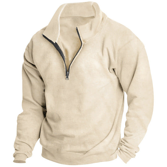 Herren Sportlicher Stehkragenpullover mit Reißverschluss