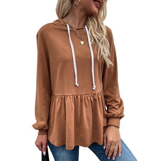 Damen Kapuzen-Sweatshirt mit geraffter Taillenstufe und Babydoll-Silhouette Shop Nory