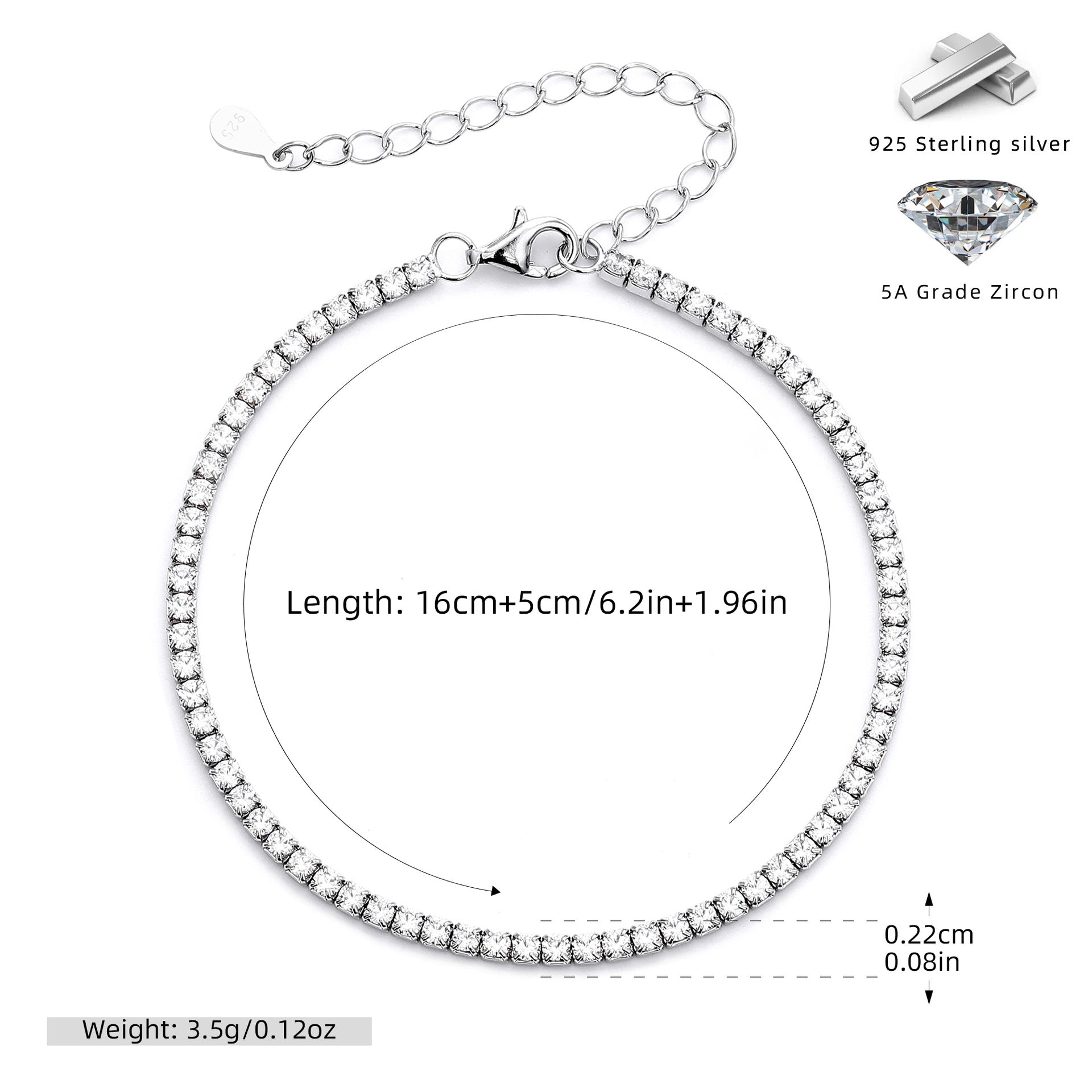 Damen Armband mit funkelnden Zirkonsteinen und edlem 925 Sterling Silber Shop Nory