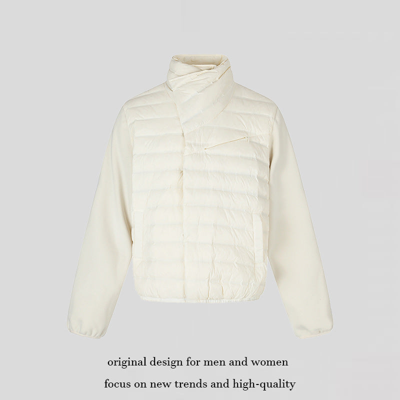 Damen gesteppte Hybrid-Jacke mit asymmetrischem Schalkragen und elastischem Bund Shop Nory