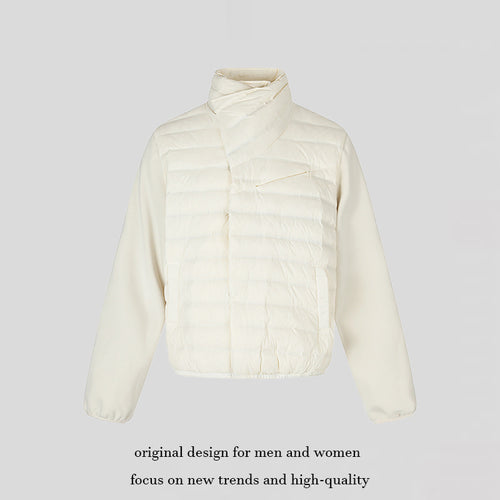 Damen gesteppte Hybrid-Jacke mit asymmetrischem Schalkragen und elastischem Bund Shop Nory