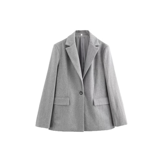Damen Einreihiger Blazer mit Fischgrätmuster, Reverskragen und Pattentaschen Shop Nory