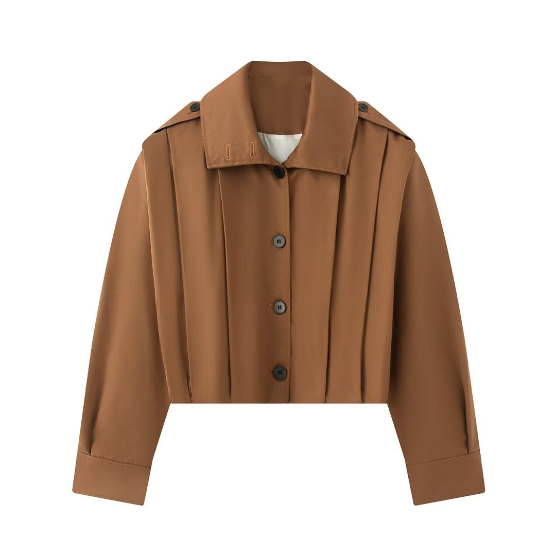 Damen Kurze Boxy‑Trenchjacke mit Faltenblende und Epauletten Shop Nory
