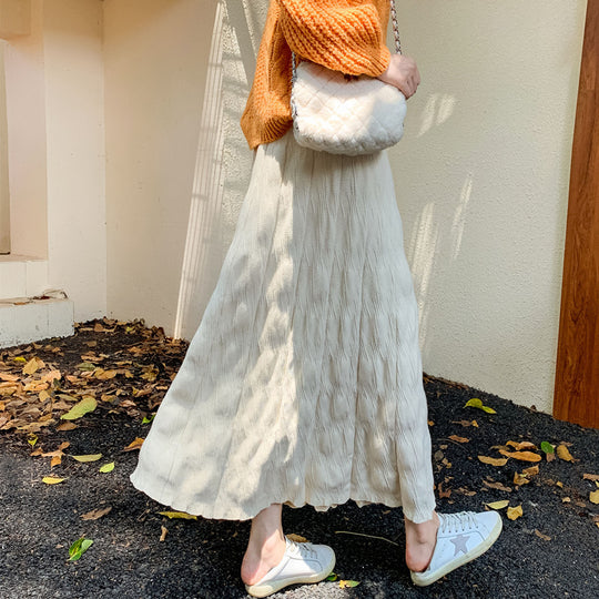 Damen Langer, eleganter Strickrock mit feinem Wellenmuster Shop Nory