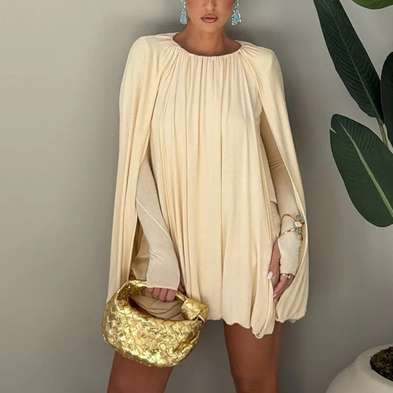 Damen Cape-Minikleid mit Faltenwurf und seitlichen Ärmelschlitzen Shop Nory