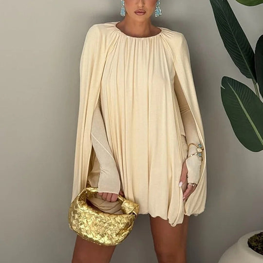 Damen Cape-Minikleid mit Faltenwurf und seitlichen Ärmelschlitzen Shop Nory