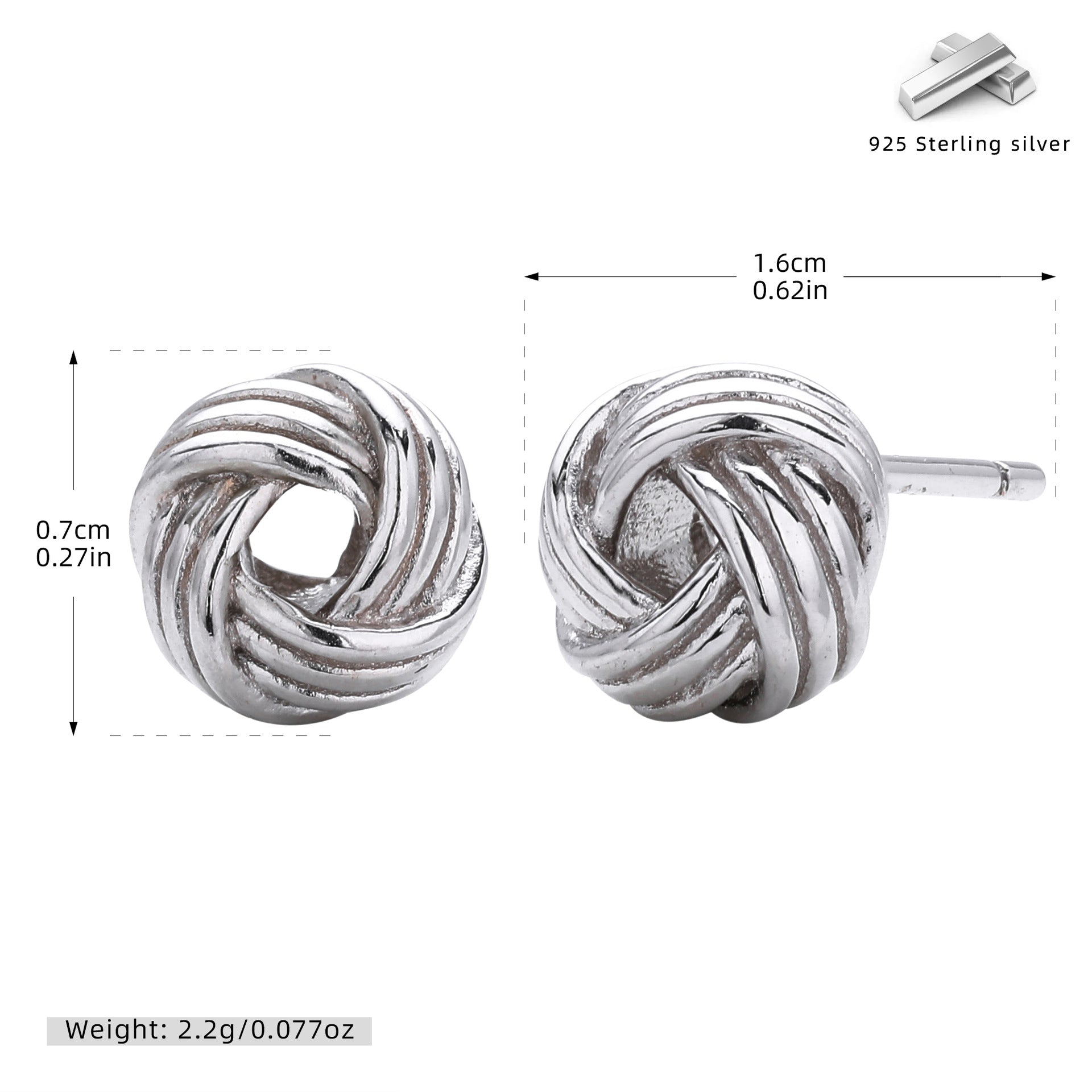 Damen Ohrstecker mit zeitgemäßem Knoten-Design aus hochwertigem 925 Sterling Silber Shop Nory
