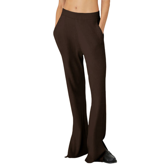 Damen nan weite Loungehose mit elastischem Bund, Eingrifftaschen und seitlichem Saumschlitz Shop Nory