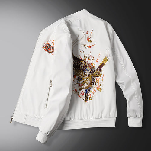 Herren Bomberjacke mit orientalischer Tigerstickerei, leichter Microfaser‑Außenlage und Rippbündchen Shop Nory