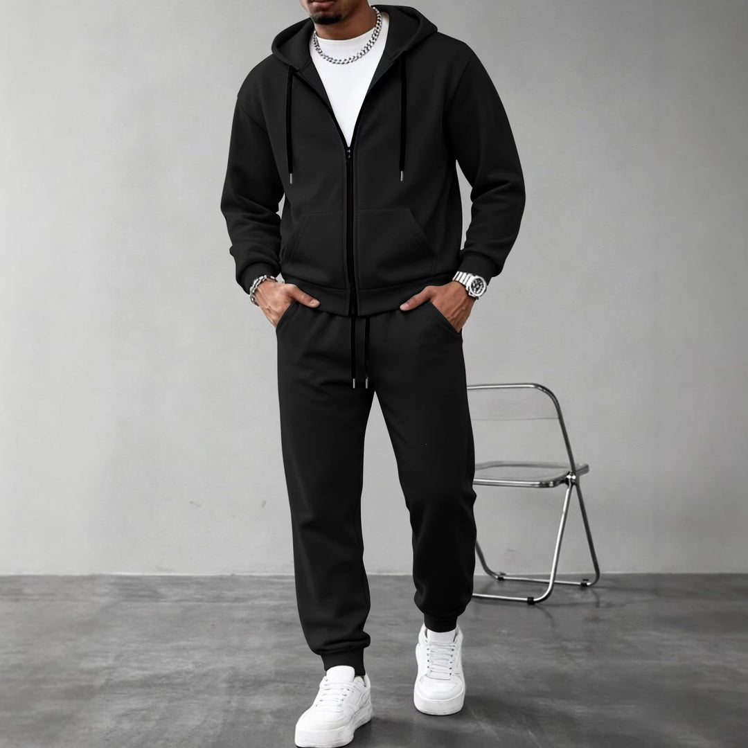 Herren nan zweiteiliges Jogginganzug-Set mit durchgehendem Reißverschluss Kapuzenjacke und taillierter Jogginghose Shop Nory