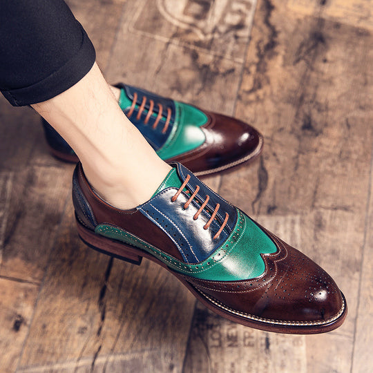 Herren handgefertigte Brogue-Lederschuhe mit mehrfarbiger Patina und perforierten Details Shop Nory