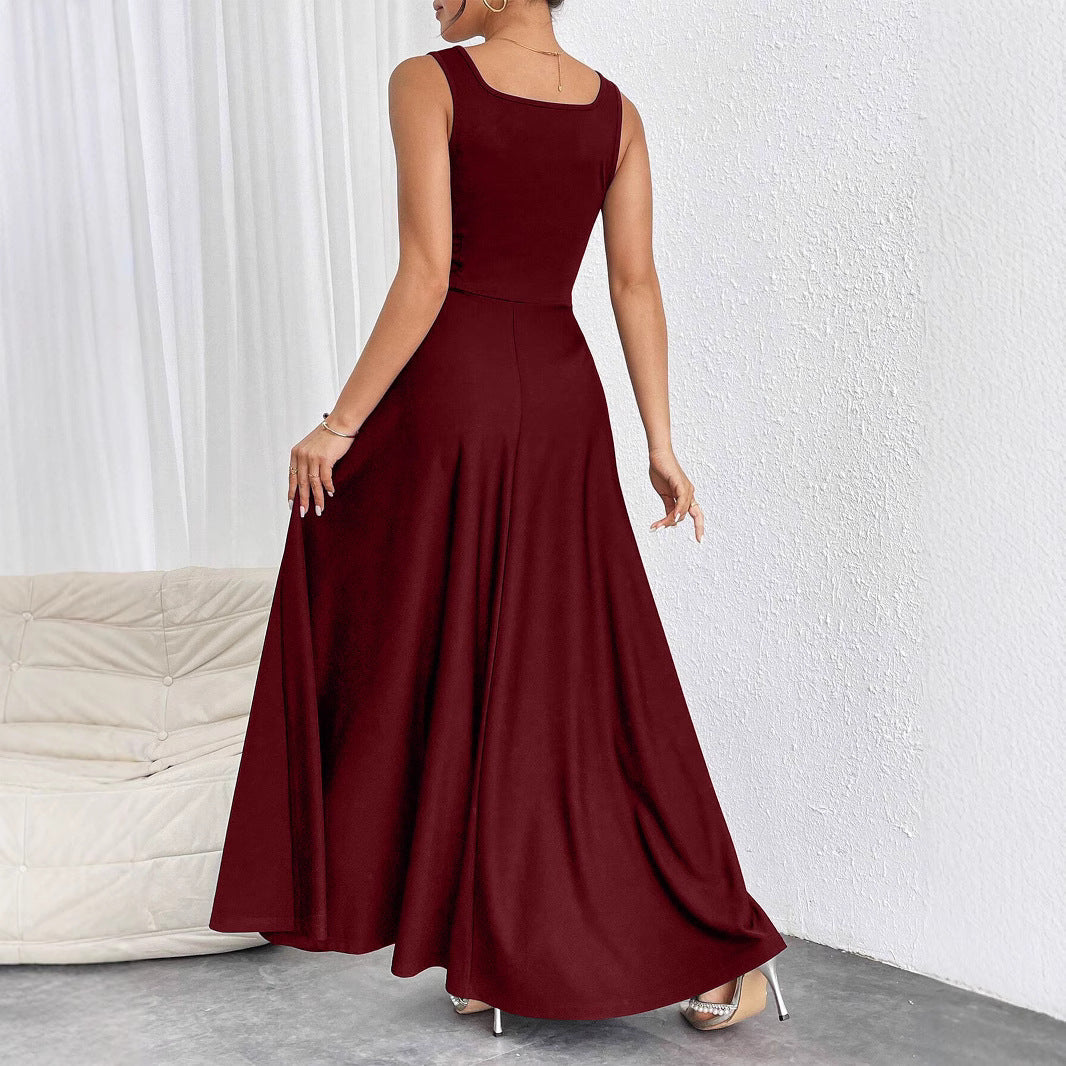 Elegantes Damen Maxikleid mit weichem Schnitt & quadratischem Ausschnitt