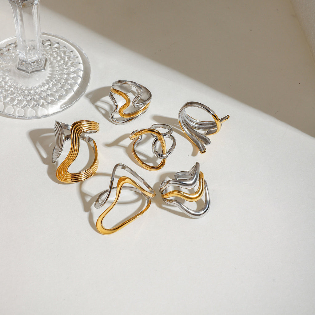 Damen Offenes Armband mit elegantem geschwungenem Design aus hypoallergenem Edelstahl Shop Nory