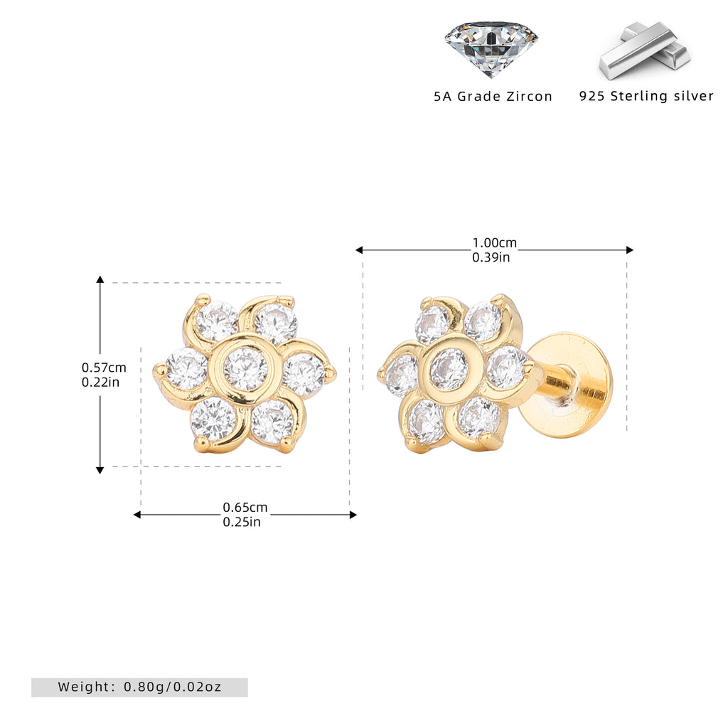 Damen Ohrstecker mit funkelnden Zirkonblüten aus hochwertigem 925 Sterling Silber Shop Nory