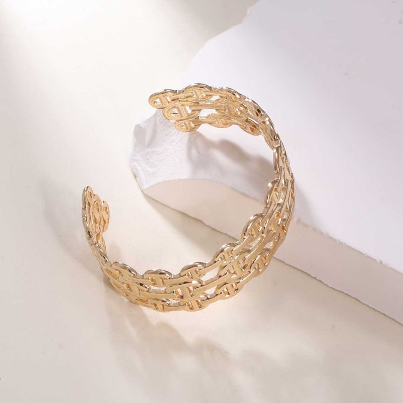 Damen Offener Armreif im modernen Bambusdesign Shop Nory