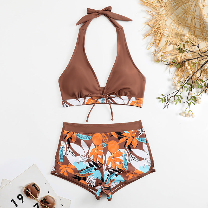 Damen Bikini-Set mit floralem Muster und herausnehmbarem Push-Up-BH