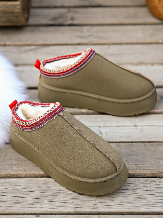 Damen Gefütterte Hausschuhe-Mules mit Teddyfutter und dekorativem Strickbesatz Shop Nory