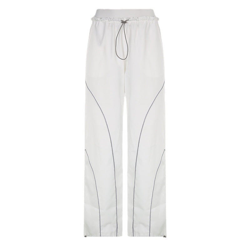 Damen nan weite Trackhose mit Tunnelzugbund, Kontrastnaht-Design und verstellbaren Saumkordeln Shop Nory